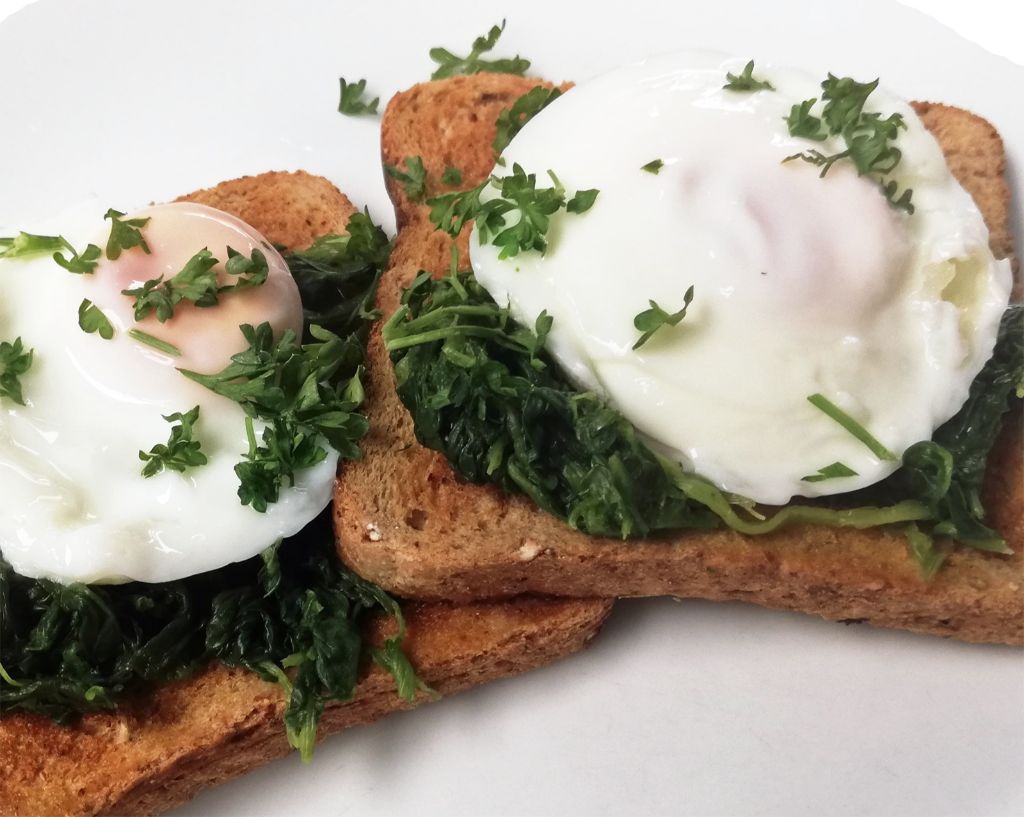 Poached Egg with wilted Spinach